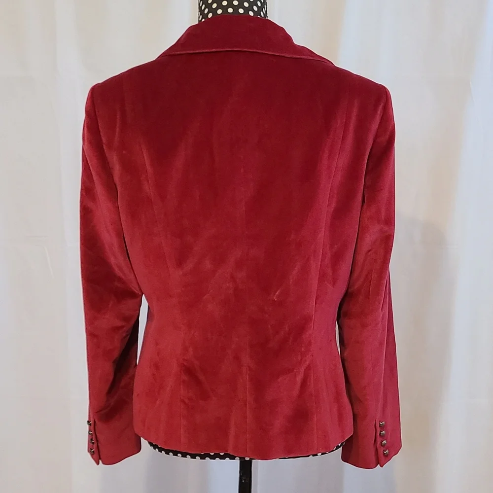 Talbot Petites Burgundy Velvet Looking Jacket - Picture 2 of 12
